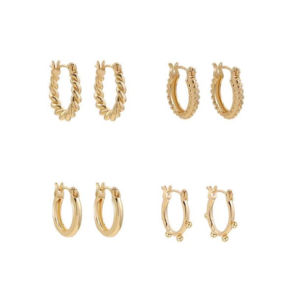 

hoop & huggie 2021 minimalist gold metal small circle geometric twisted earrings for women girls beaded round jewelry gift, Golden;silver