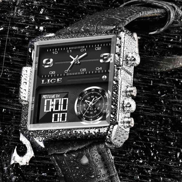 Lige Sport Watches Mens Top Marca de Luxo WristWatch Homens Quartz Analógico Digital Relógios Relogio Masculino 210517