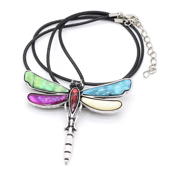 

pendant necklaces natural shell brooch necklace with carving lifelike dragonfly shape charms for men's women's parties holiday jew, Silver