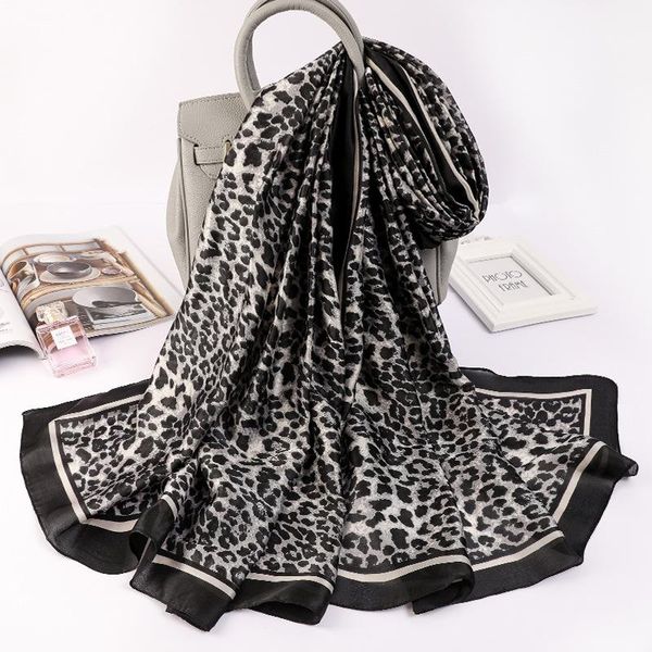 

scarves 2021 korean beach towel lady travel leopard print shawls fashion sunscreen dustproof handkerchief summer 180x90cm silk, Blue;gray