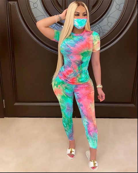 

womens tracksuits women 2pcs sets tie dyeing print clothes v neck t shirt high waist long pants tracksuit outfit, Gray