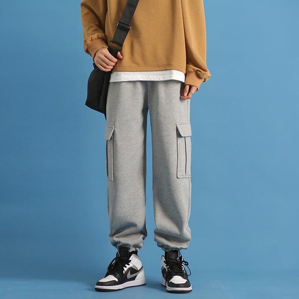 

men's pants multi-pockets joggers harem cargo sweatpants hip hop casual baggy sweats mens 2021 fashion trousers male, Black