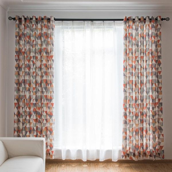 

modern window curtains for living room geometric triangle print bedroom kitchen decor panel curtain blackout drapes &