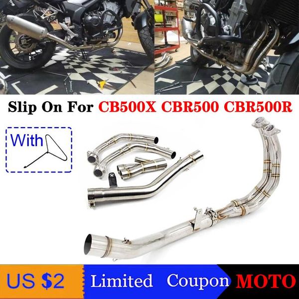 

motorcycle exhaust system slip on for cb500x cbr500 cb500f cbr500r escape modified front middle link tube connect pipe 51mm muffler