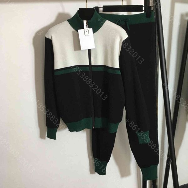 

21ss designer women clothing tracksuit 2-piece set hoodies casual pants set wool knit sweater cd brand hoodies long sleeve leggings with let, White
