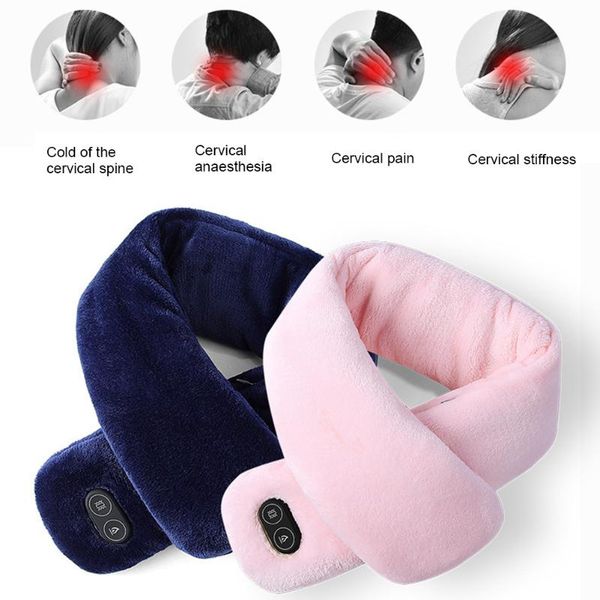 

scarves usb heating scarf women men thick warm pad power electric heated neck warmer for outdoor camping hiking cycling, Blue;gray