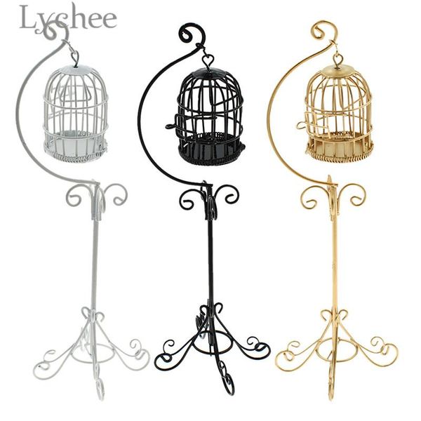 

lychee life 1:12 mini metal bird cage model with holder lovely miniature doll house decoration gifts for kids decorative objects & figurines