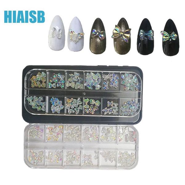 

changeable color nail art decoration set 3d multiple sticker butterfly bow tie for diy party fashion styling nails design decorations, Silver;gold