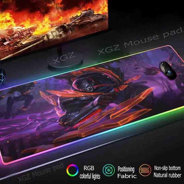 

mouse pads & wrist rests xgz large rgb game pad black lock-edge anime iron armored computer desk mat rubber non-slip 900x400 / 800x300 xxl