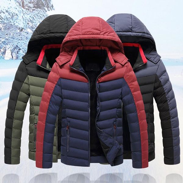 

men's jackets men 2021 winter brand casual warm thick waterproof parkas coat autumn outwear windproof hat, Black;brown