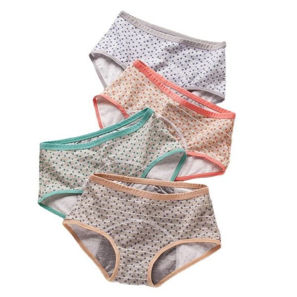 

women's panties 4pcs women underwear physiological leak proof menstrual period seamless briefs thong lingerie femme underpants, Black;pink