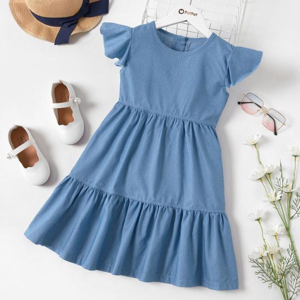 

patpat beautiful kid girl ruffled solid dress girl's dresses, Red;yellow