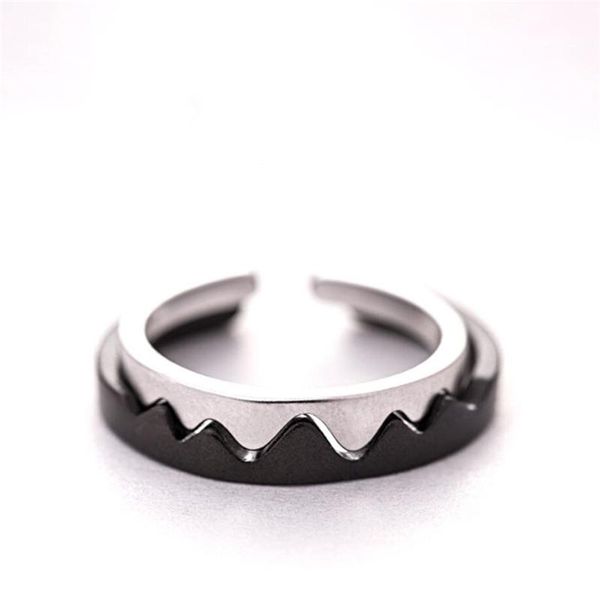 

cluster rings sole memory mountain league oath wave geometry couple gift 925 sterling silver female resizable opening sri420, Golden;silver