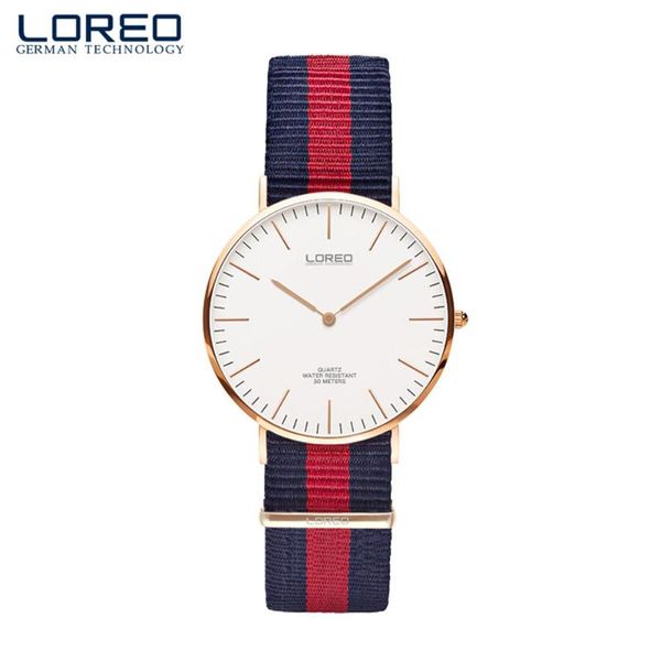 

wristwatches loreo fashion military nylon belt watch canvas wristband simple casual quartz ultra thin dial sapphir glass clock, Slivery;brown