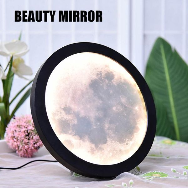 

vanity lights moon shaped mirror with lamp usb rechargeable wall-mounted led home interior decoration l23