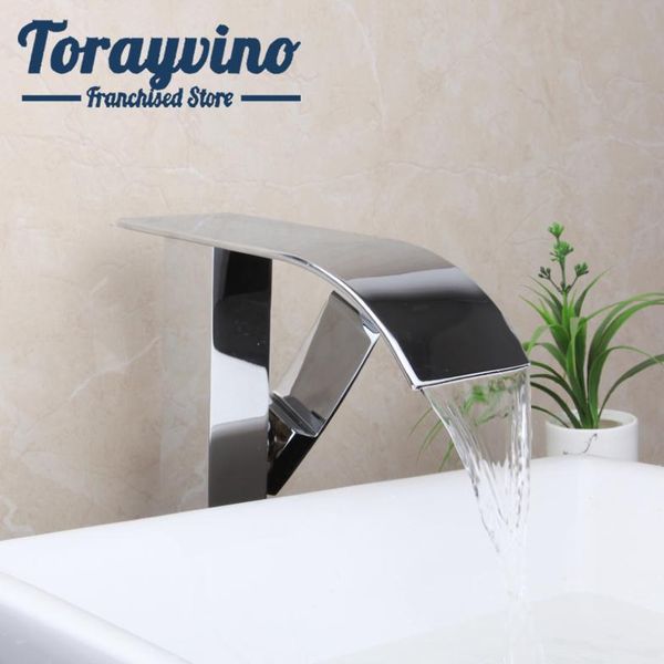 

bathroom sink faucets torayvino basin water tap waterfall grifo para lavamanos wash mixer taps brass deck mounted chrome spray faucet
