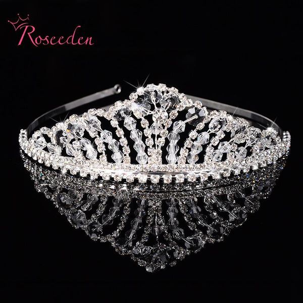 

hair clips & barrettes luxury bride rhinestone crown wedding tiara handmade beading silver plated bridal jewelry korea style alloy headwear, Golden;silver