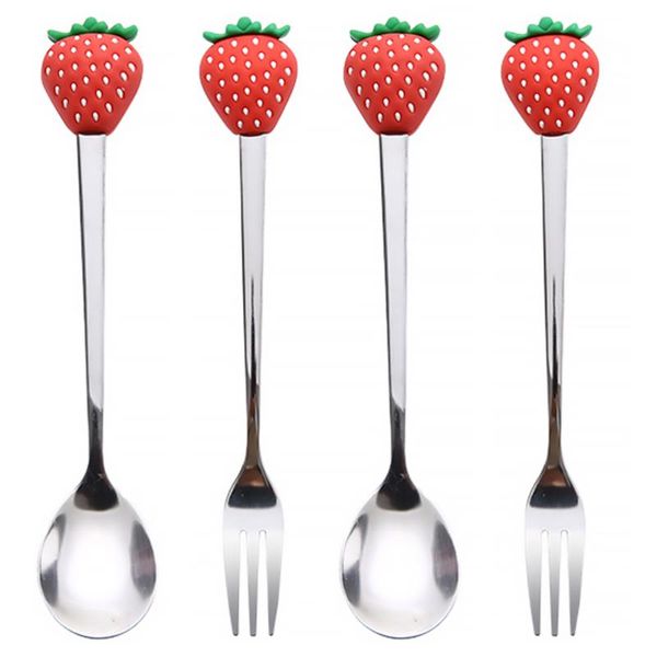 

forks 4pcs creative fruit shaped tableware stainless steel fork spoon eating tools