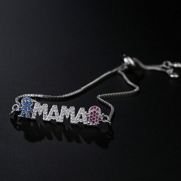 

fashion couple bracelet supplies micro pave zircon boy mom charm mama love for women girl bracelets gift mother's s5e4, Golden;silver
