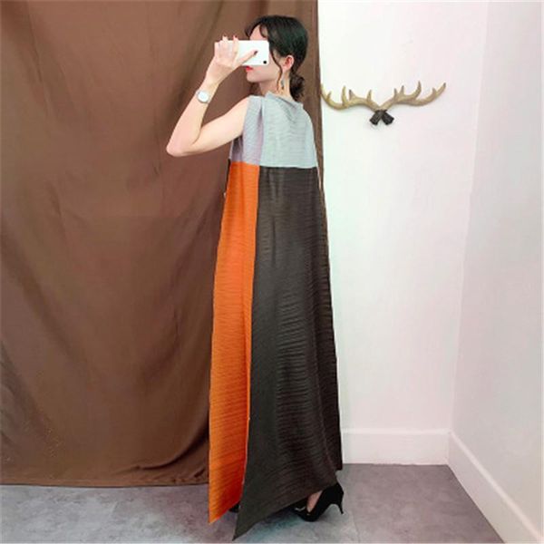 

casual dresses plus size clothing spring women's mid-length pleated tank dress fashion design loose large printed gown y2k lolita, Black;gray