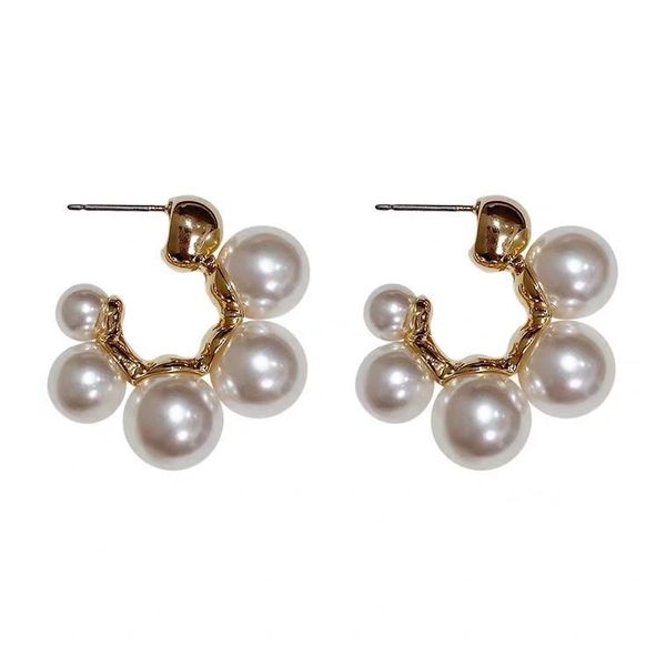 

925 silver needle simple commuting versatile earrings earrings femininity luxury earrings pearl, Golden;silver