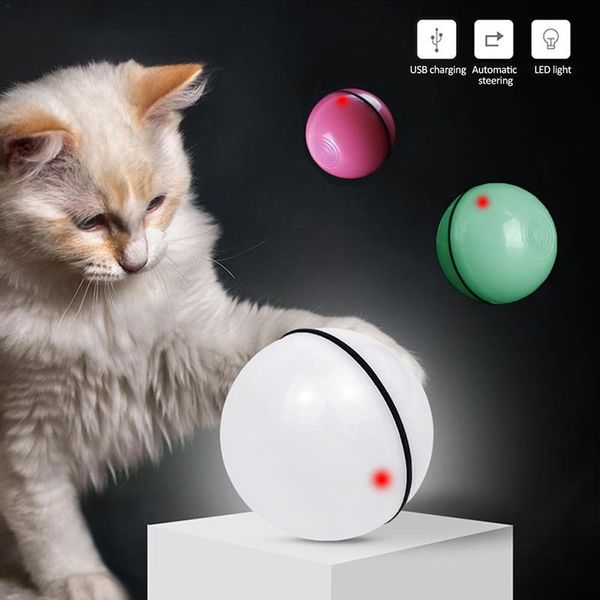 

cat toys automatic toy ball rolling led flashing interactive usb electric pet smart rotating for dog kids