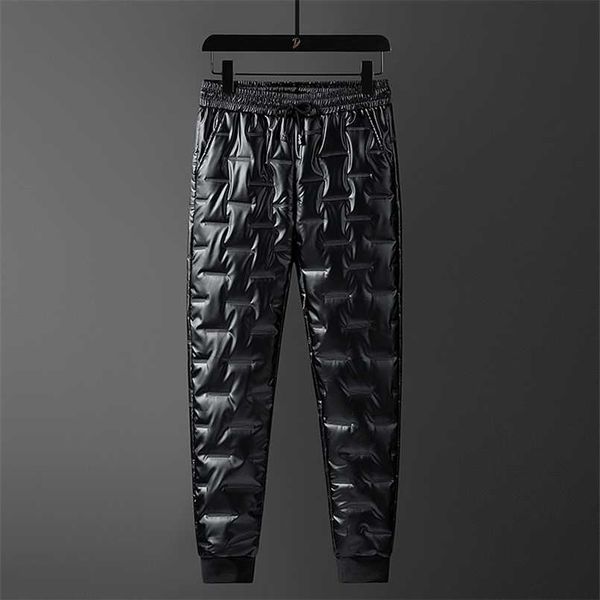 

men's winter outdoor down pants men solid parsimony versatile windproof keep warm pants duck down thicken waterproof trousers 211201, Black