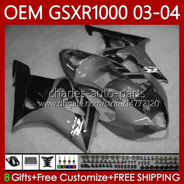 100% Fit OEM Bodywork para Suzuki GSX-R1000 1000CC K3 03-04 Feeding 67No.179 GSXR 1000 CC GSXR1000 03 04 GSXR-1000 K 3 GSX R1000 2003 2004 Cinza Molde de Injeção Preto
