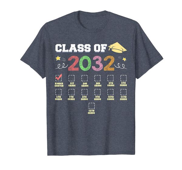 

vintage kindergarten class of 2032 check box list t-shirt, White;black