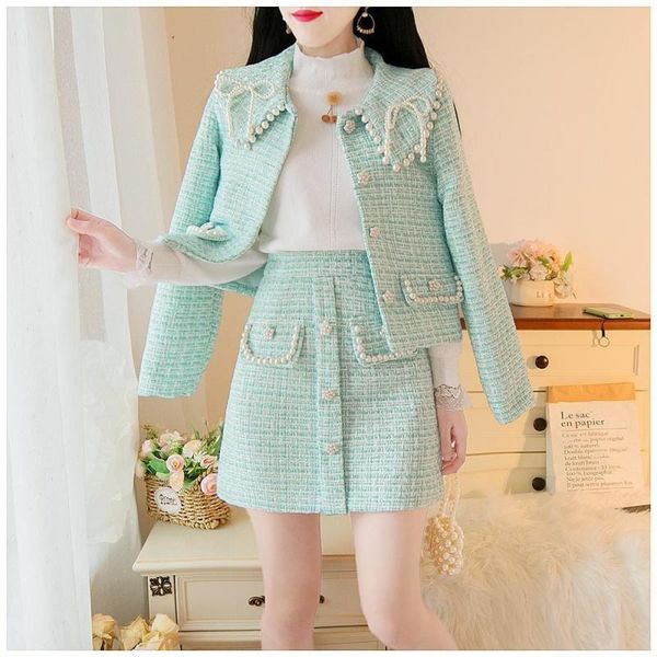 

two piece dress professional suit skirt for women 2021 autumn and winter small western style youthful-looking two-piece skirts, White