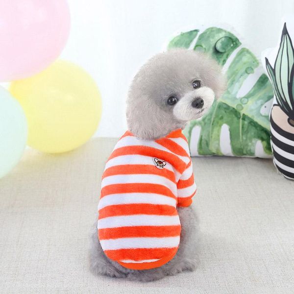 

dog apparel dogs thickened cashmere stripe warm costume pet clothes leisure for autumn winter shirt outfit