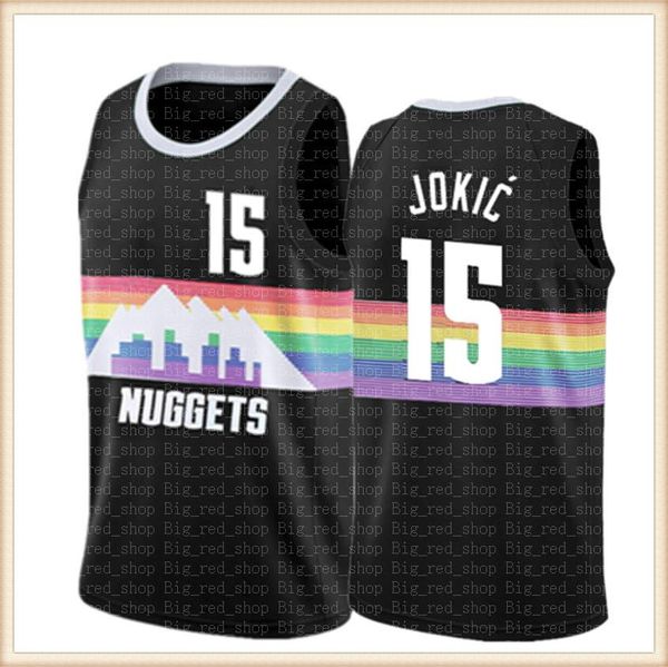 

15 nikola mens jersey jokic basketball jerseys jamal 27 murray ja 12 morant jersey red black blue white green grey 2021, Black;red