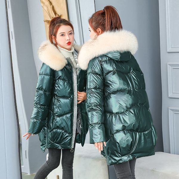 

outwear women raccoon fur coats collar winter jacket, Black;red