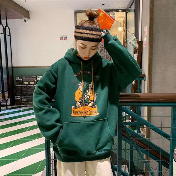 

women's hoodies & sweatshirts harajuku hoodie plus size clothes sweatshirt women pullovers cartoon casual hooded regular long full cott, Black