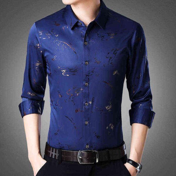 

middle aged long sleeve printing trend spring cloth dad's thin casual inch smooth material men's earth shirt broken, White;black