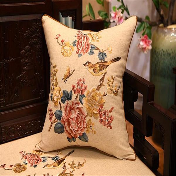 

cushion/decorative pillow natrual cotton linen classical throw with inner 50x50cm embroidery cushion chair decorative