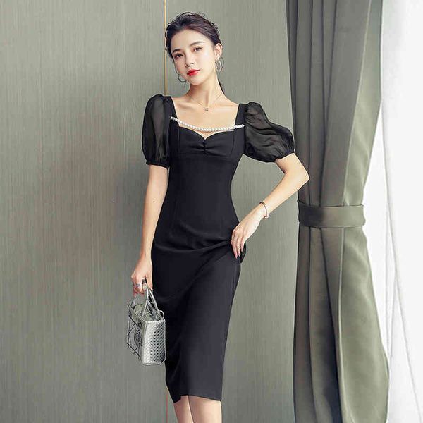 

dress style arrived women up elegant party summer short pearl temperament ol chiffon black pencil, Black;gray