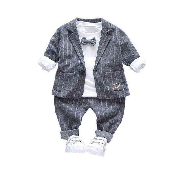 Neue Frühling Herbst Kinder Mode Kleidung Baby Jungen Mädchen Gestreiften Krawatte Anzug T-shirt Hosen 3 Teile/sätze Kinder Infant Casual kleidung G220310