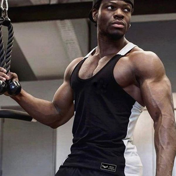 

summer men vest workout man slim tight bodybuilding muscle sleeveless undershirt tanks cool sport fitness shirt, White;black