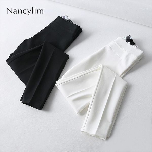 

women's pants & capris plus size stretch for woman 2021 slim temperament casual legins office lady all-match basic trousers white black, Black;white