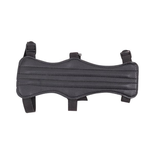 

elbow & knee pads shooting archery arrow leather 3 strap target arm guard protection safe armband hunting, Black;gray