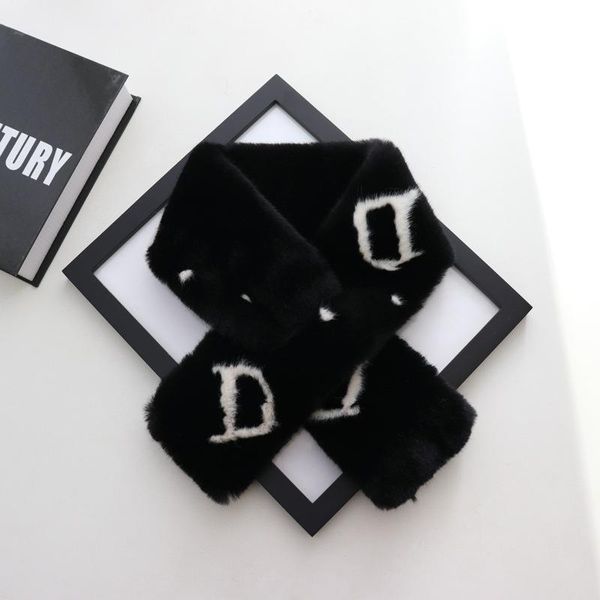 

scarves scarf female autumn and winter fur plush thick warm solid color ball cross student d289, Blue;gray