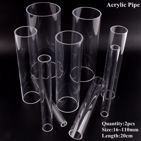 

watering equipments 2pcs 16~110mm transparent acrylic pipe aquarium fish tank plexiglass water supply tube garden irrigation fittings 20cm