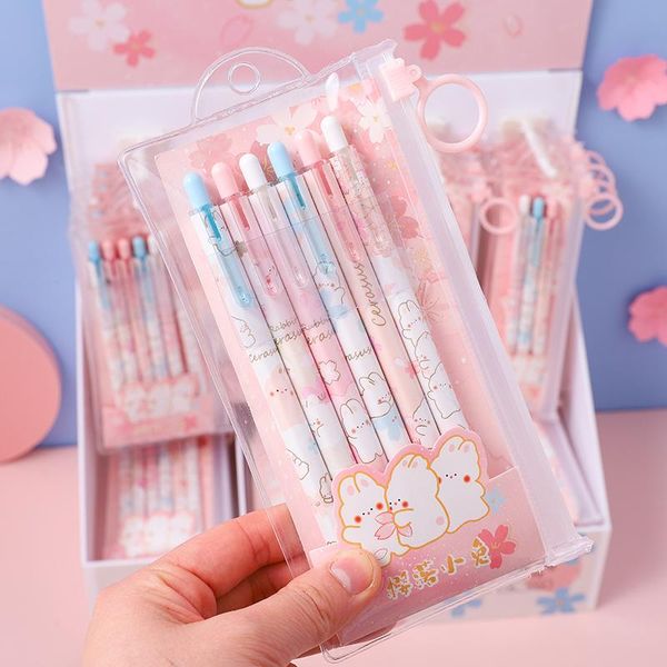 

6pcs gel pens set quick-dryin black ink 0.5mm kawaii writing pen student school office stationary supplies