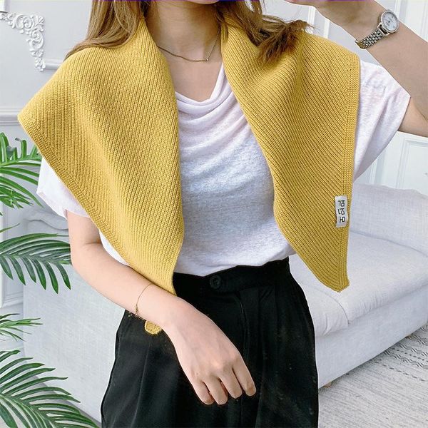 

bow ties solid color fake collars female knit flase collar knitted small cape women detachable neck guard scarf accessories, Black;gray
