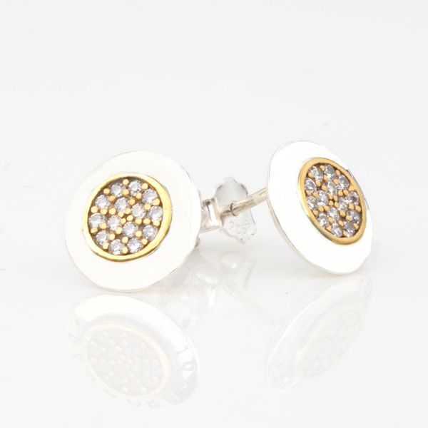 

other valentine day 925 sterling silver earrings clear round stud shiny water drop zircon pan for women jewelry, Golden;silver