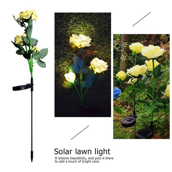 

outdoor solar stake lights 3 rose flowers garden waterproof decorative lamps for patio landscape backyard white light lawn