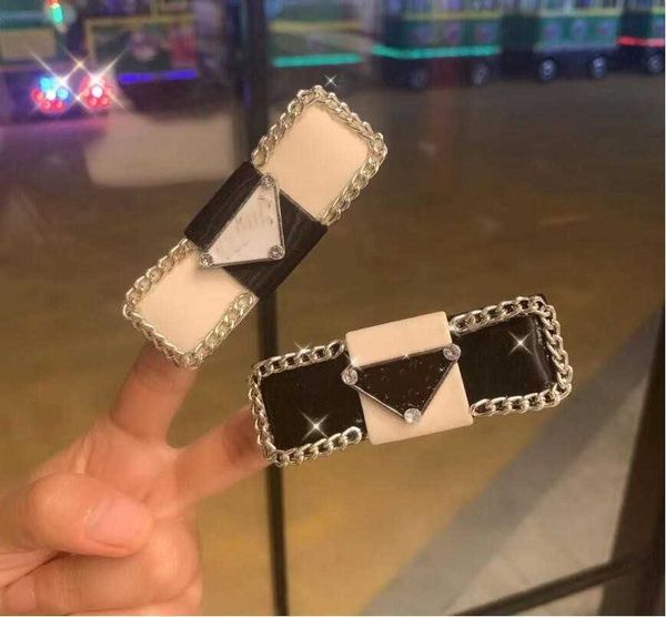 

korea dongdaemun letter hair clips & barrettes leather chain girls fashion all-match liu hai big brand headdress fast delivery, Golden;silver