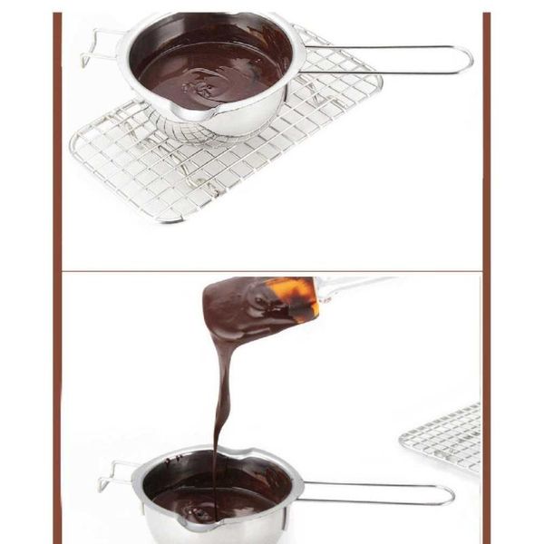 

baking & pastry tools stainless steel chocolate butter milt melt ting bowl long grip handle diy cooking dessert kitchen tool