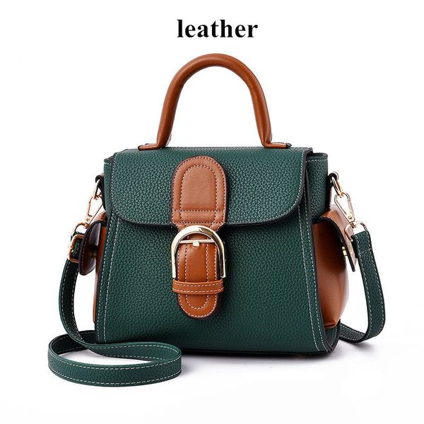 

fashionable women's compact handbag simple contrast color design leather one-shoulder multi-pocket interval daily messenger bags